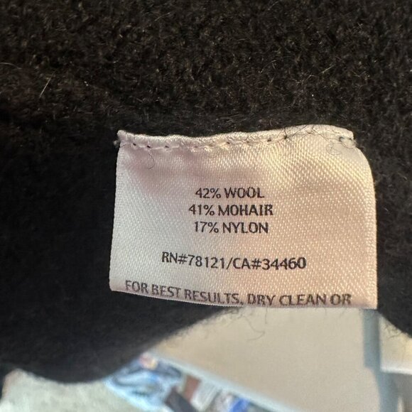 Eileen Fisher Black Open Front Wool-Mohair Blend Cardigan Coat Womens Size M - Picture 5 of 7